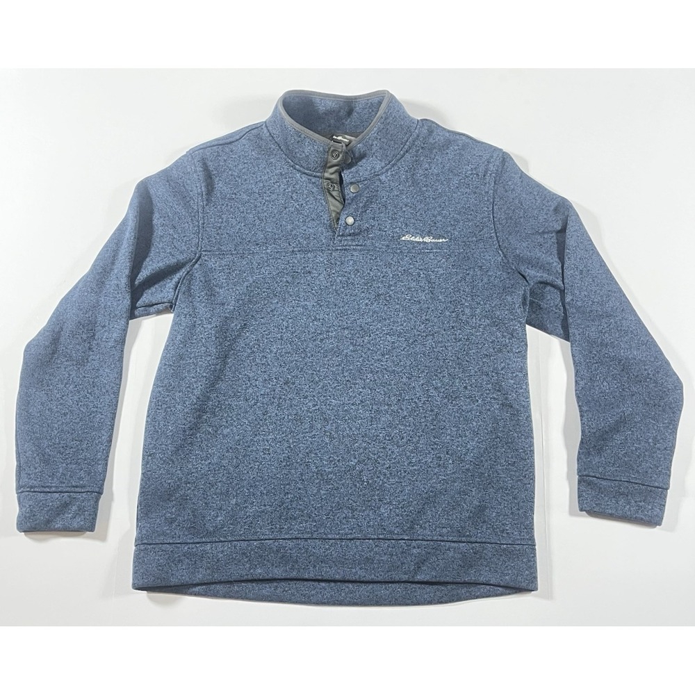 Eddie Bauer Radiator Fleece Mens Snap Mock Pullover XL 1/4 Button Blue Soft